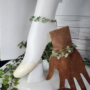 Multi Strand Green Natural Stone Bracelet and Anklet Set Handmade New